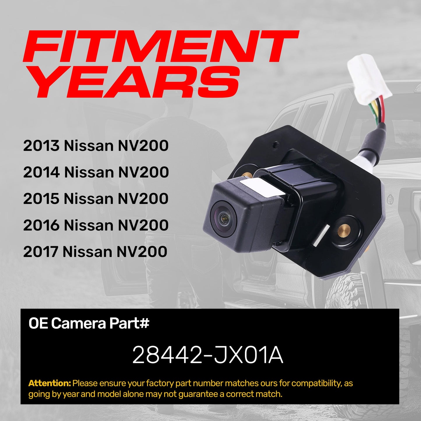 Nissan NV200 (2013-2017) OEM Replacement Backup Camera OE Part # 28442-JX01A