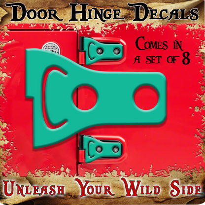 Teal print Door hinge decals 25