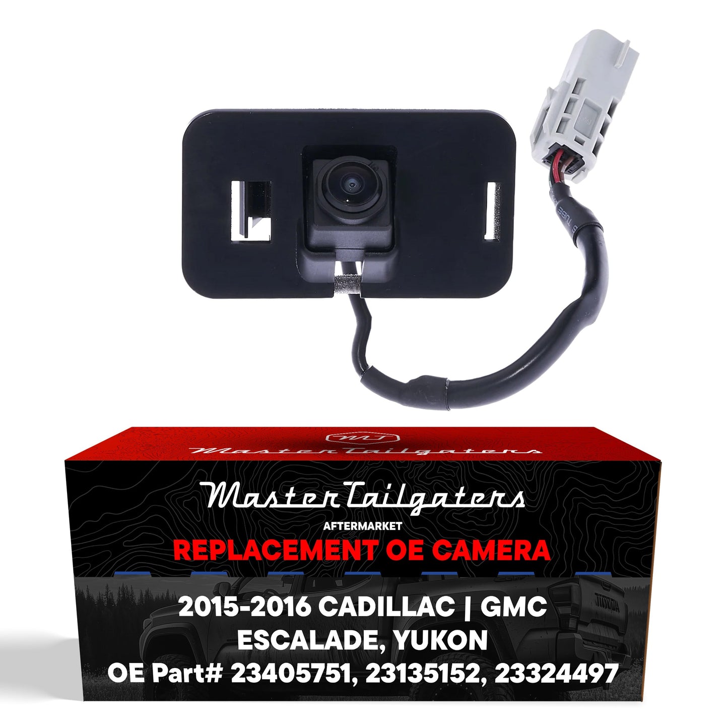 Cadillac Escalade/Escalade ESV w/Surround View (15), w/AVM (16) / GMC Yukon/XL/Denali w/Surround View (15-16) OEM Replacement Backup Camera OE Part # 23405751, 23135152, 23324497