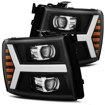 AlphaRex 07-13 Chevy 1500HD PRO-Series Proj Headlight Plank Style Matte Blk w/Activ Light/Seq Signal 880205 *Discontinued