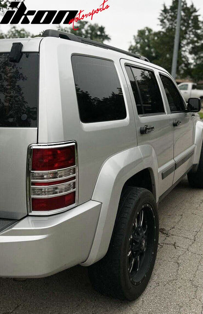 2008-2013 Jeep Liberty Chrome ABS Tail Lights Frame Bezel Trim Pair