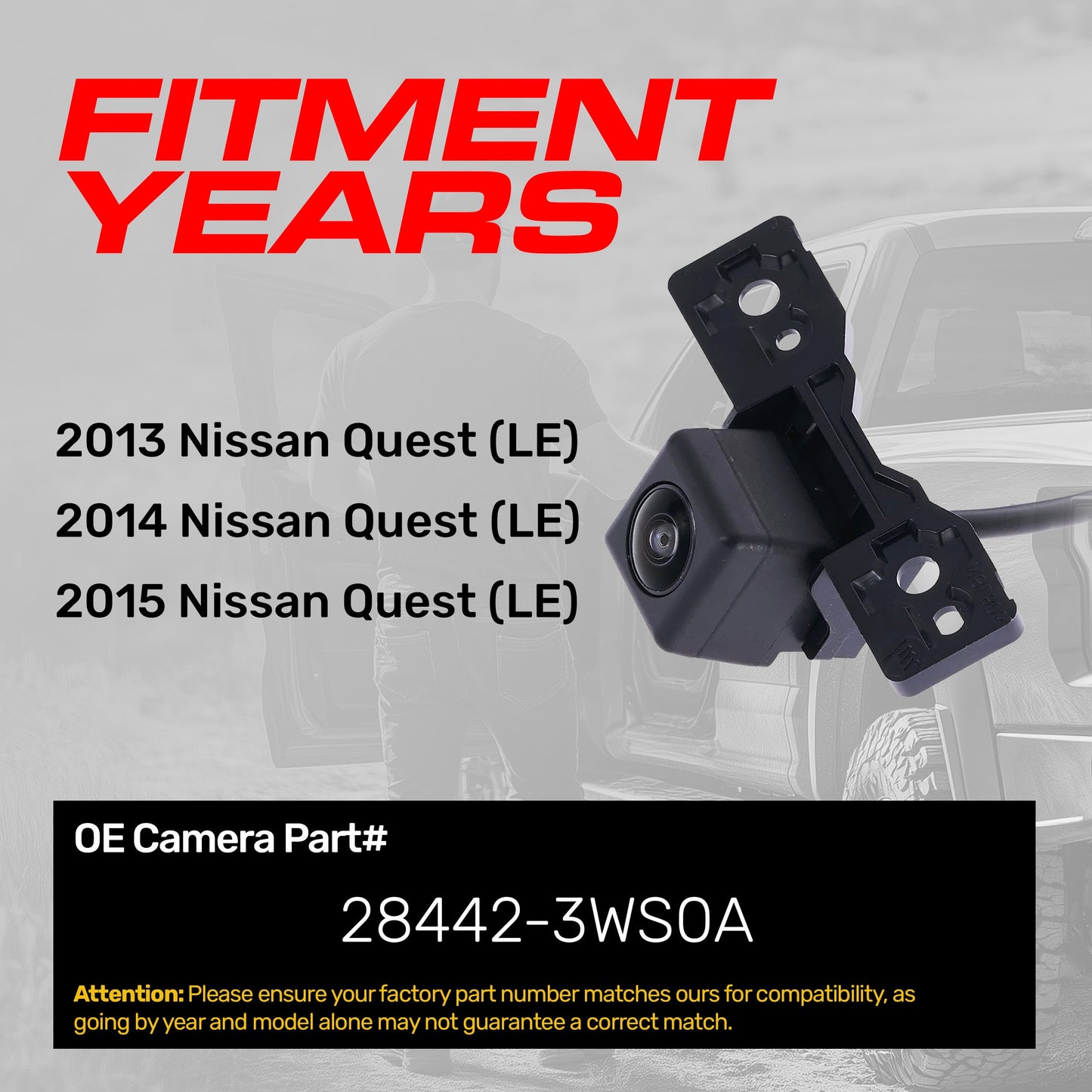 Nissan Quest LE (2013-2015) OEM Replacement Backup Camera OE Part # 28442-3WS0A