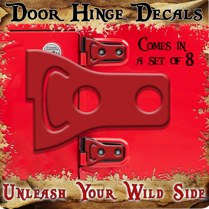 Red print Door hinge decals 26