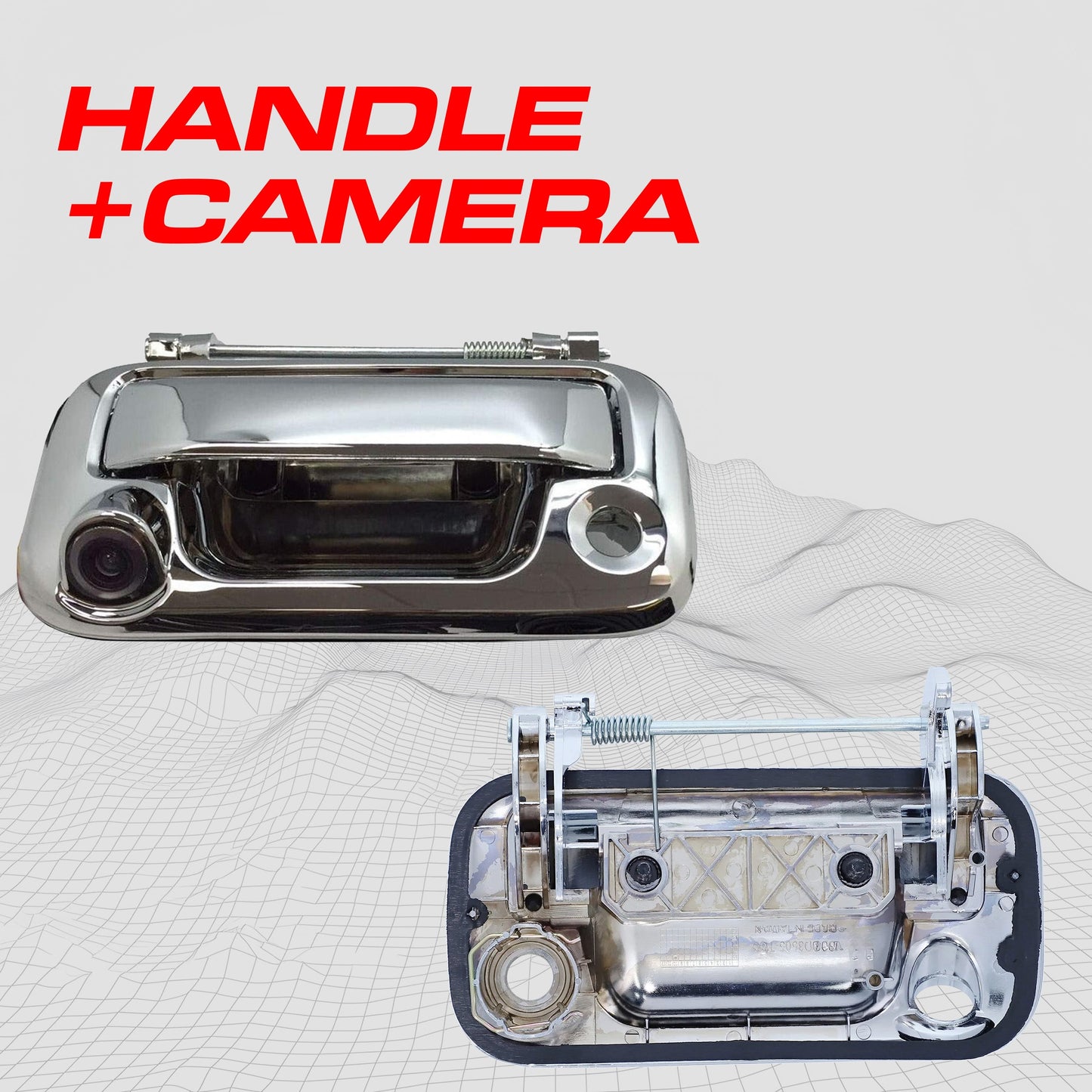 Ford F150, F250, F350, F450, F550 (2005-2016) Chrome Metal Replacement Tailgate Handle with Backup Camera