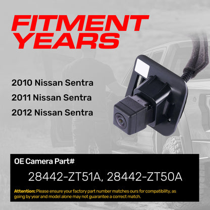 Nissan Sentra (2010-2012) OEM Replacement Backup Camera OE Part # 28442-ZT51A, 28442-ZT50A
