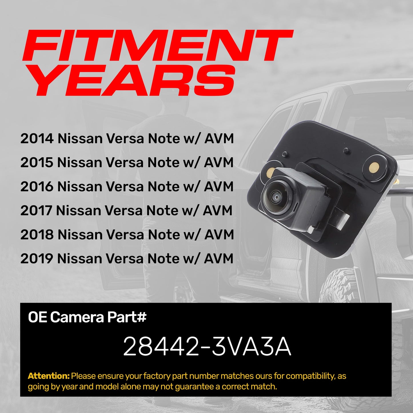 Nissan Versa Note w/ AVM (2014-2019) OEM Replacement Backup Camera OE Part # 28442-3VA3A