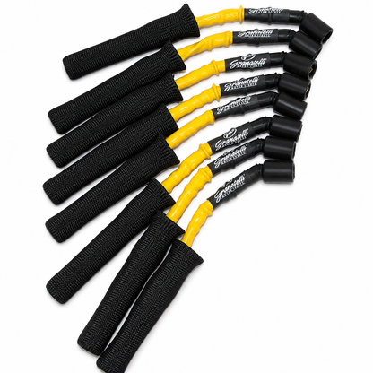 Granatelli GM LS & LT 0-Ohm 12" Yellow High-Temp Spark Plug Wires w/ Black Kevlar Boots – 28-1629HTYB