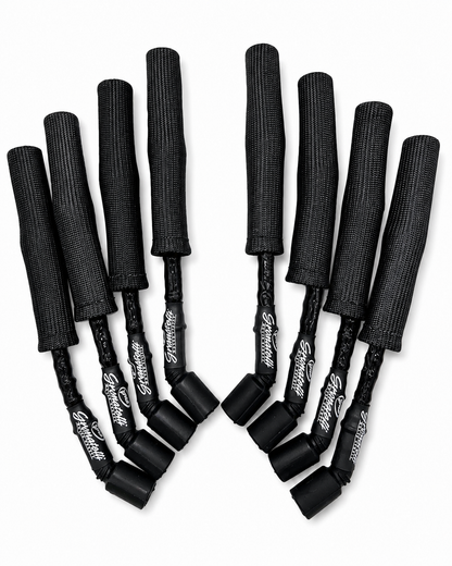 Granatelli GM LS & LT 0-Ohm 12" Black High-Temp Spark Plug Wires w/ Black Kevlar Boots – 28-1629HTBB