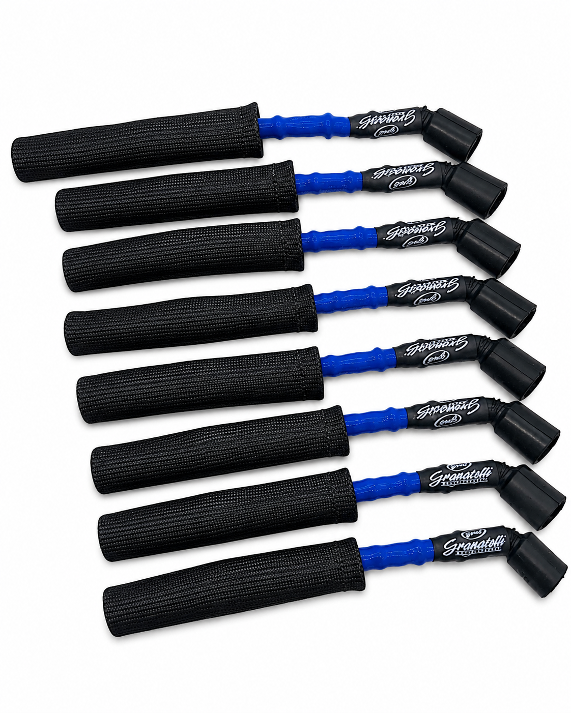 Granatelli GM LS/LT 0-Ohm 12" Blue High-Temp Spark Plug Wires w/ Black Kevlar Boots – 28-1629HTBLB