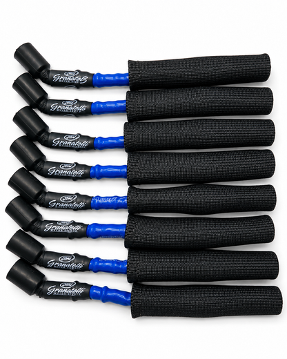 Granatelli GM LS/LT 0-Ohm 12" Blue High-Temp Spark Plug Wires w/ Black Kevlar Boots – 28-1629HTBLB