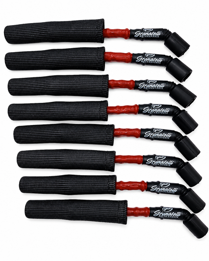 Granatelli GM LS & LT 0-Ohm 12" Red High-Temperature Spark Plug Wires w/ Black Kevlar Boots – 28-1629HTRB