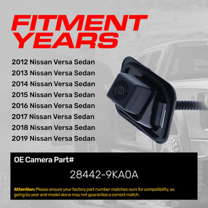 Nissan Versa Sedan (2012-2019) OEM Replacement Backup Camera OE Part # 28442-9KA0A