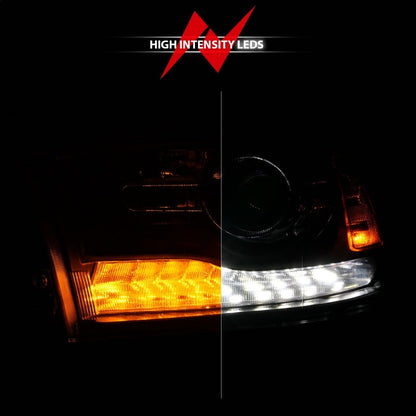 ANZO 09-18 Dodge Ram 1500/2500/3500 LED Plank Style Headlights Switchback + Sequential - Matte Black 111609