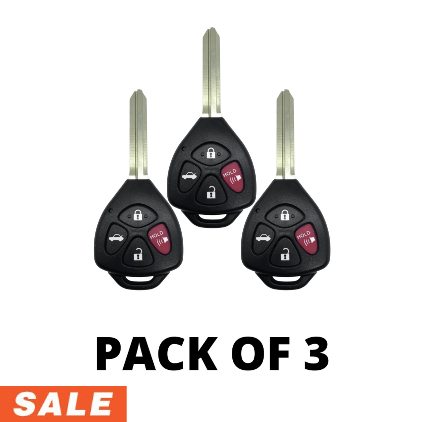 Toyota Camry 2007-2011 4 Button Remote Head Key HYQ12BBY Chip 4D67 | Aftermarket (3 PACK)