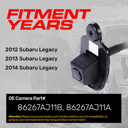 Subaru Legacy (2012-2014) OEM Replacement Backup Camera OE Part # 86267AJ11A, 86267AJ11B