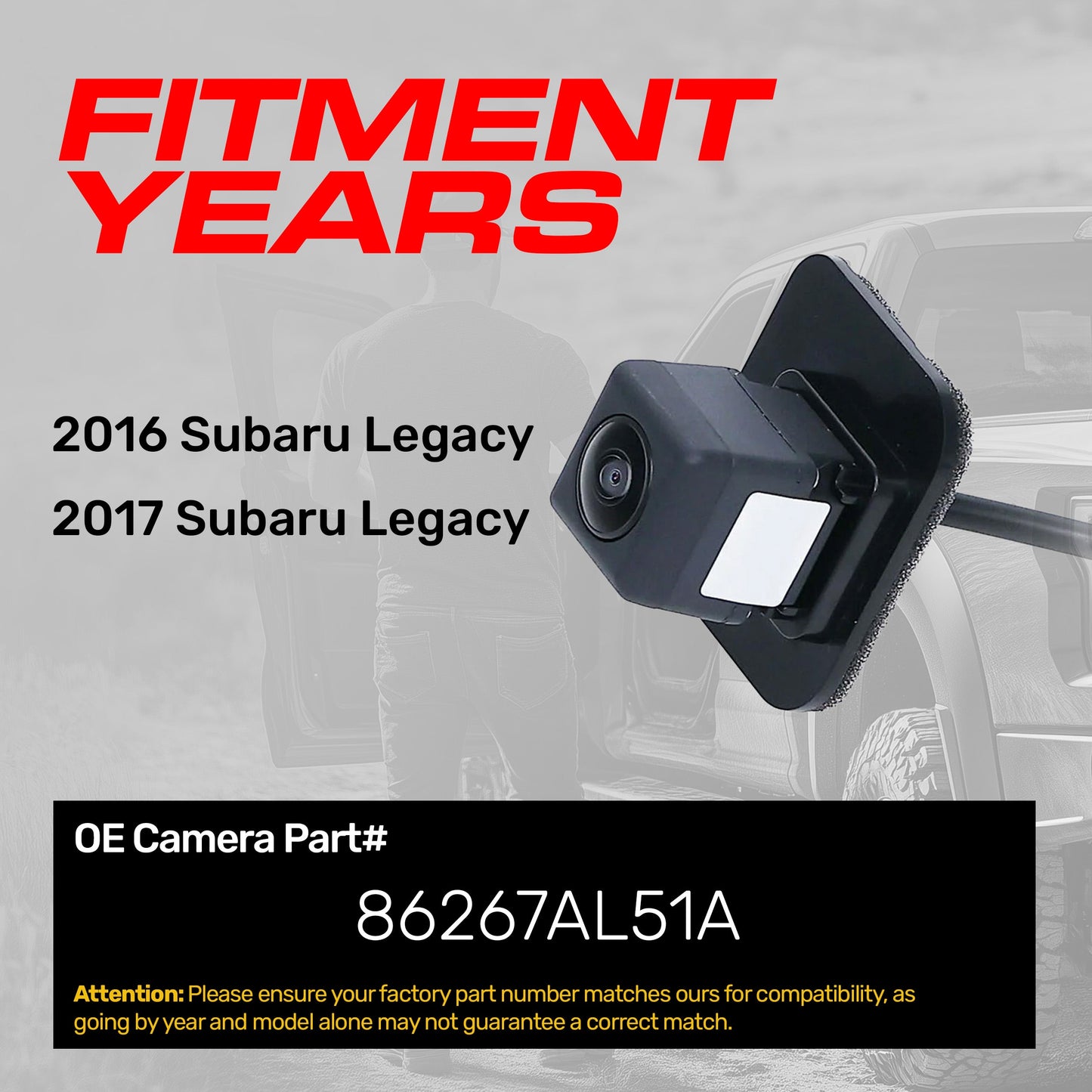 Subaru Legacy (2016-2017) OEM Replacement Backup Camera OE Part # 86267AL51A