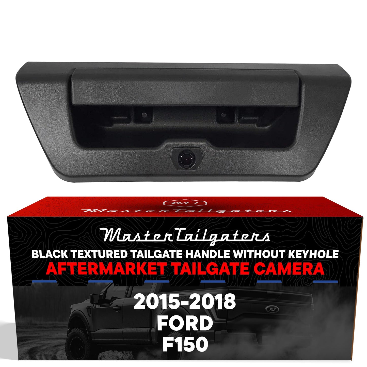Ford F150 (2015-2018) Black Replacement Tailgate Handle with Backup Camera (No Key Hole)