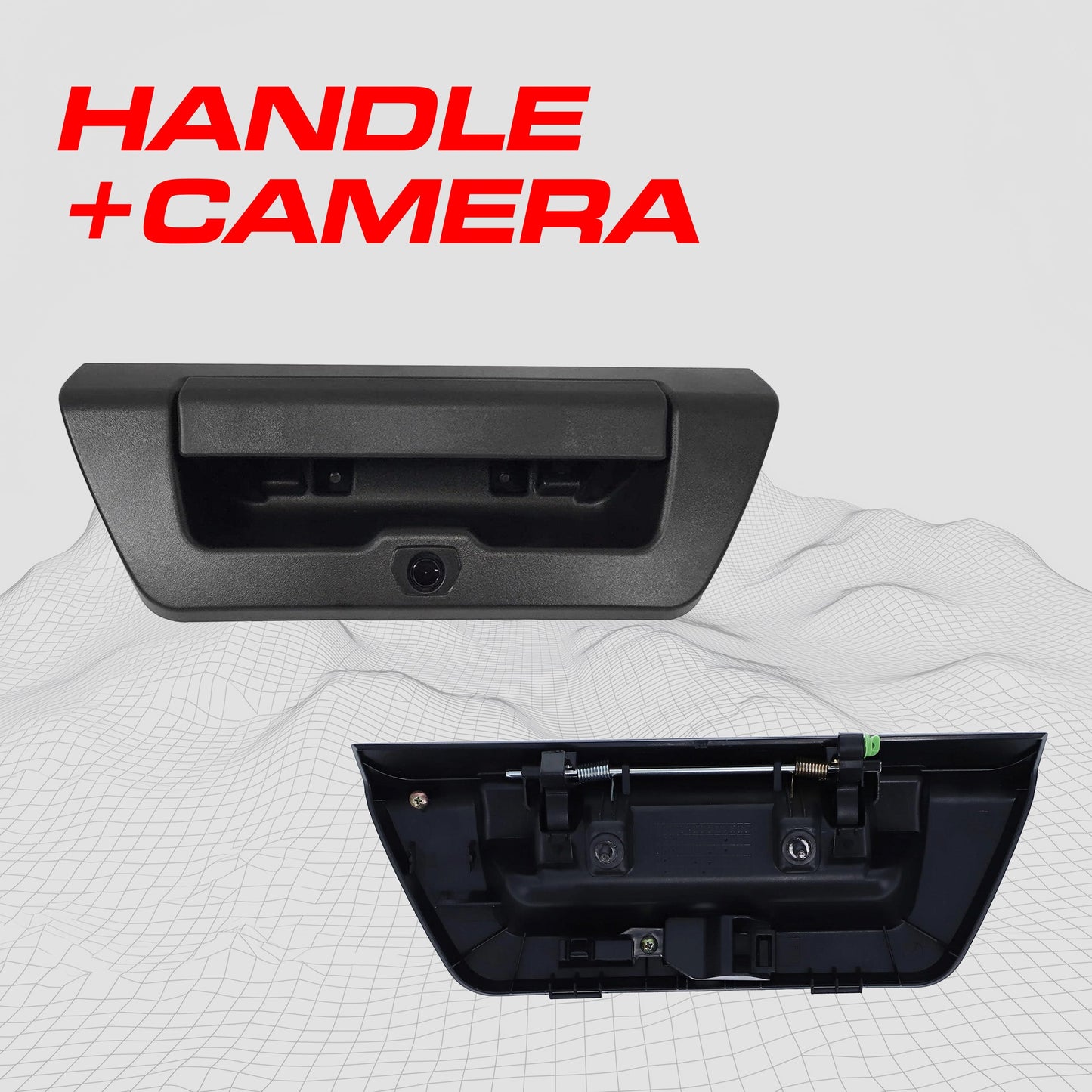Ford F150 (2015-2018) Black Replacement Tailgate Handle with Backup Camera (No Key Hole)