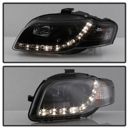 Spyder Audi A4 06-08 Projector Headlights Halogen Model Only - DRL Black PRO-YD-AA405-DRL-BK 5008572