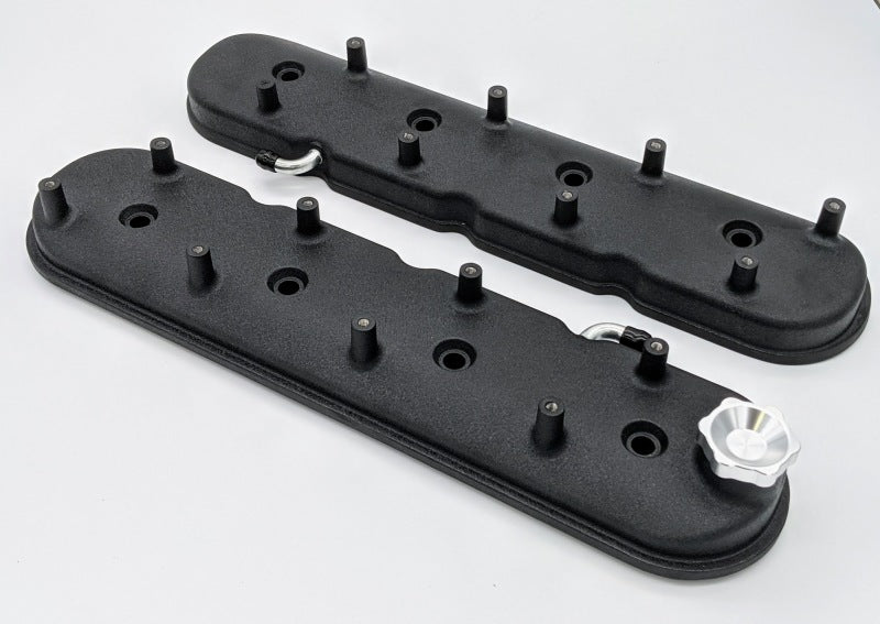 Granatelli 96-22 GM LS Standard Height Valve Cover w/Angled Coil Mount - Blk Wrinkle (Pair)