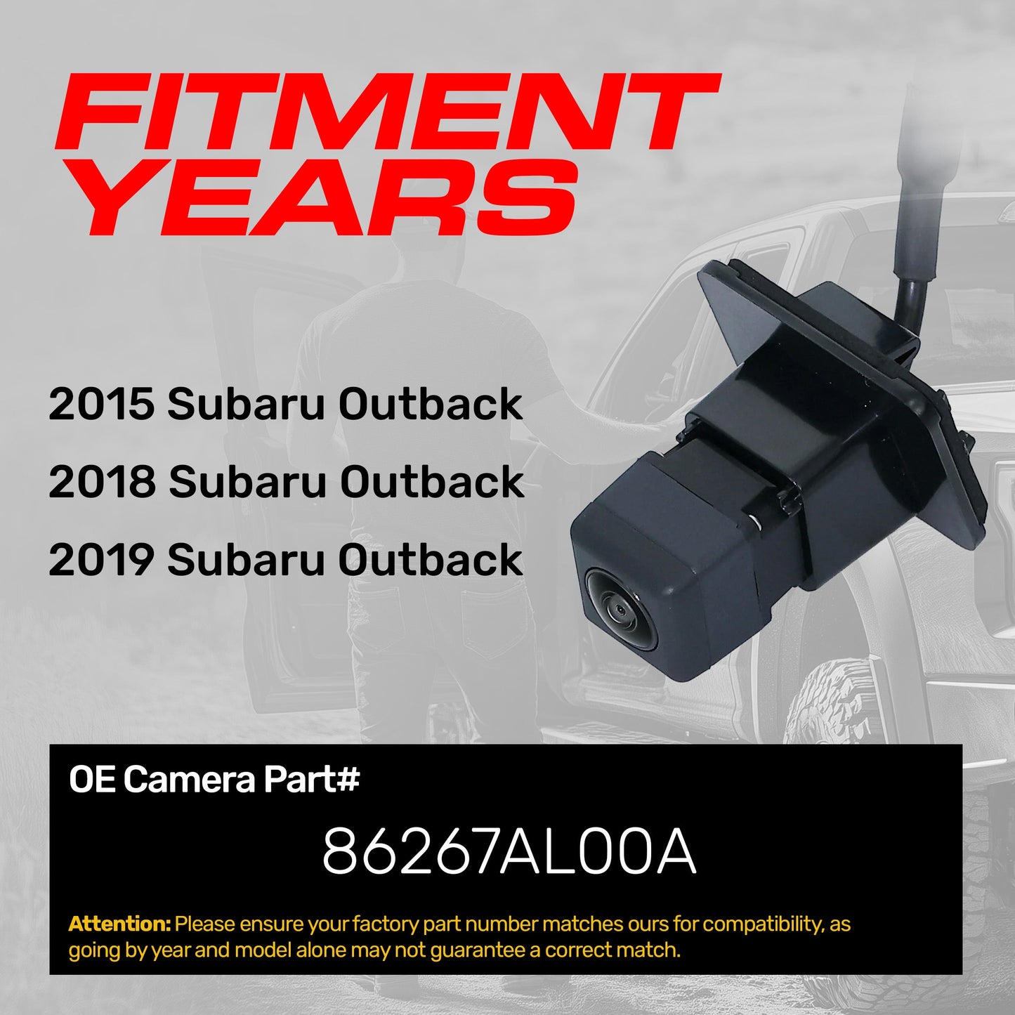 Subaru Outback (2015, 2018-2019) OEM Replacement Backup Camera OE Part # 86267AL00A
