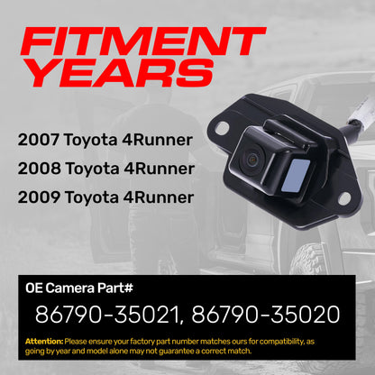 Toyota 4Runner (2007-2009) OEM Replacement Backup Camera OE Part # 86790-35020, 86790-35021