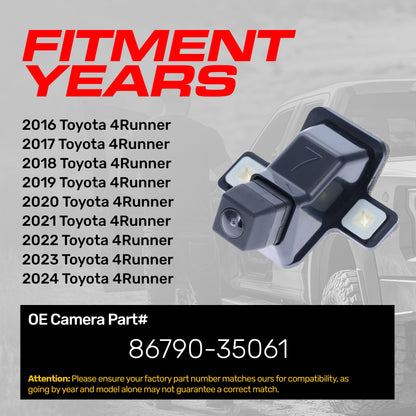 Toyota 4Runner (2016-2024) OEM Replacement Backup Camera OE Part # 86790-35061