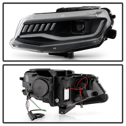 Spyder Chevy Camaro 16-18 Halogen Model Full LED Headlights Black PRO-YD-CCAM16HALAP-SEQ-BK 5087317