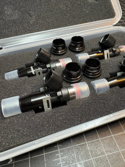 OxyTuned B/D-Series 750cc Fuel Injectors w/ Billet Lowers + VTI Mil-Spec 6” PNP Adapters
