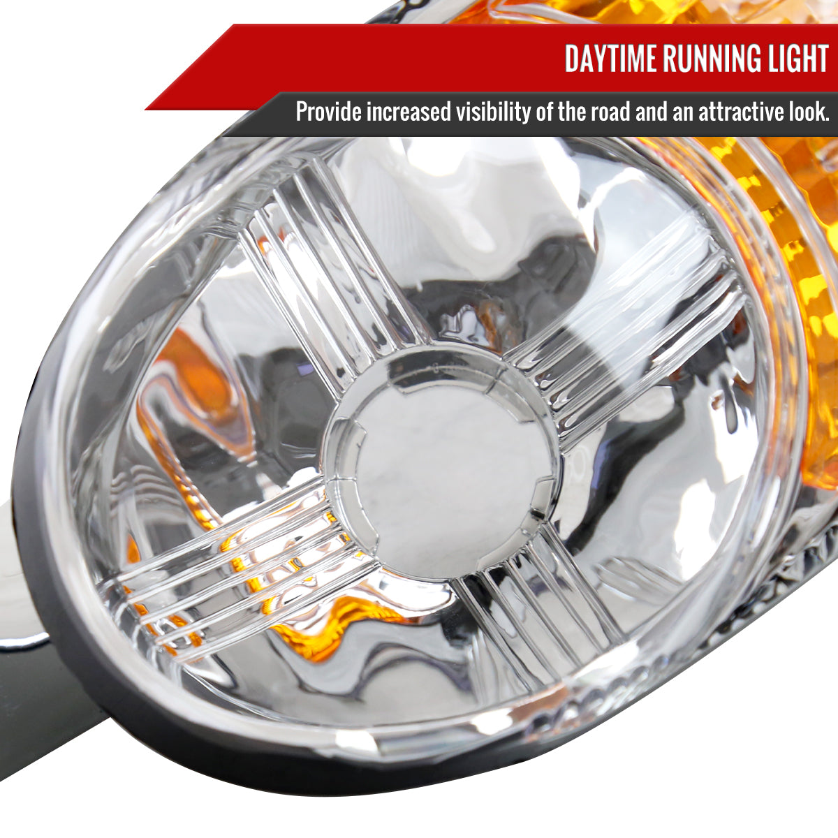 1999-2006 GMC Sierra/2007 Sierra Classic/2000-2006 Yukon XL Denali Factory Style Turn Signal Bumper Lights (Chrome Housing/Clear Lens)