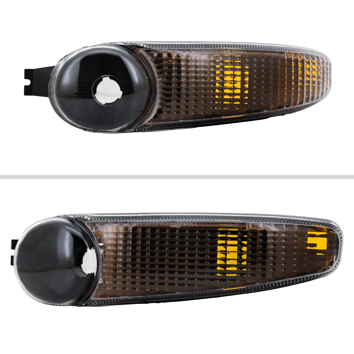 1999-2006 GMC Sierra/2007 Sierra Classic/2000-2006 Yukon XL Denali Factory Style Turn Signal Bumper Lights (Matte Black Housing/Clear Lens)