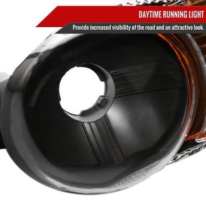 1999-2006 GMC Sierra/2007 Sierra Classic/2000-2006 Yukon XL Denali Factory Style Turn Signal Bumper Lights (Matte Black Housing/Clear Lens)