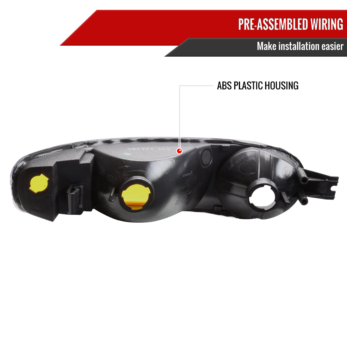 1999-2006 GMC Sierra/2007 Sierra Classic/2000-2006 Yukon XL Denali Factory Style Turn Signal Bumper Lights (Matte Black Housing/Clear Lens)