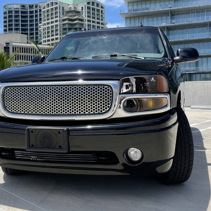 1999-2006 GMC Sierra/2007 Sierra Classic/2000-2006 Yukon XL Denali Factory Style Turn Signal Bumper Lights (Matte Black Housing/Clear Lens)