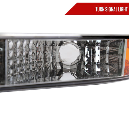 1999-2006 GMC Sierra/2007 Sierra Classic/2000-2006 Yukon/XL Factory Style Bumper Lights (Chrome Housing/Clear Lens)