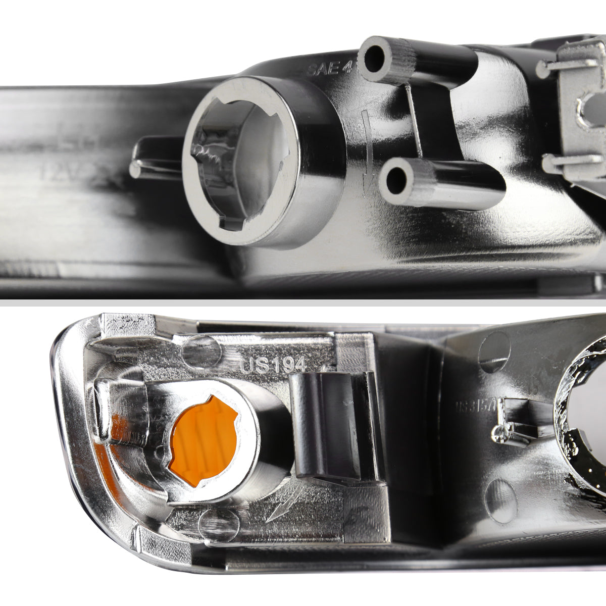 1999-2006 GMC Sierra/2007 Sierra Classic/2000-2006 Yukon/XL Factory Style Bumper Lights (Chrome Housing/Clear Lens)