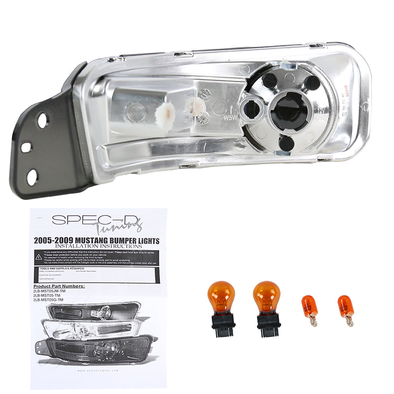 2005-2009 Ford Mustang Factory Style Bumper Lights (Chrome Housing/Smoked Lens)