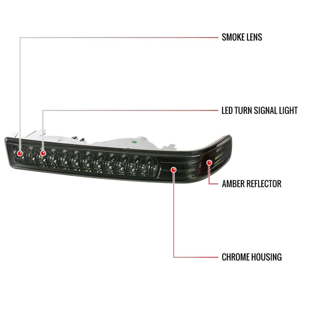 1998-2004 Chevrolet S10/ GMC Sonoma LED Bumper Lights (Chrome Housing/Smoked Lens)