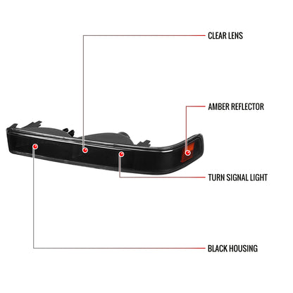 1998-2004 Chevrolet S10/ GMC Sonoma Bumper Lights (Matte Black Housing/Clear Lens)
