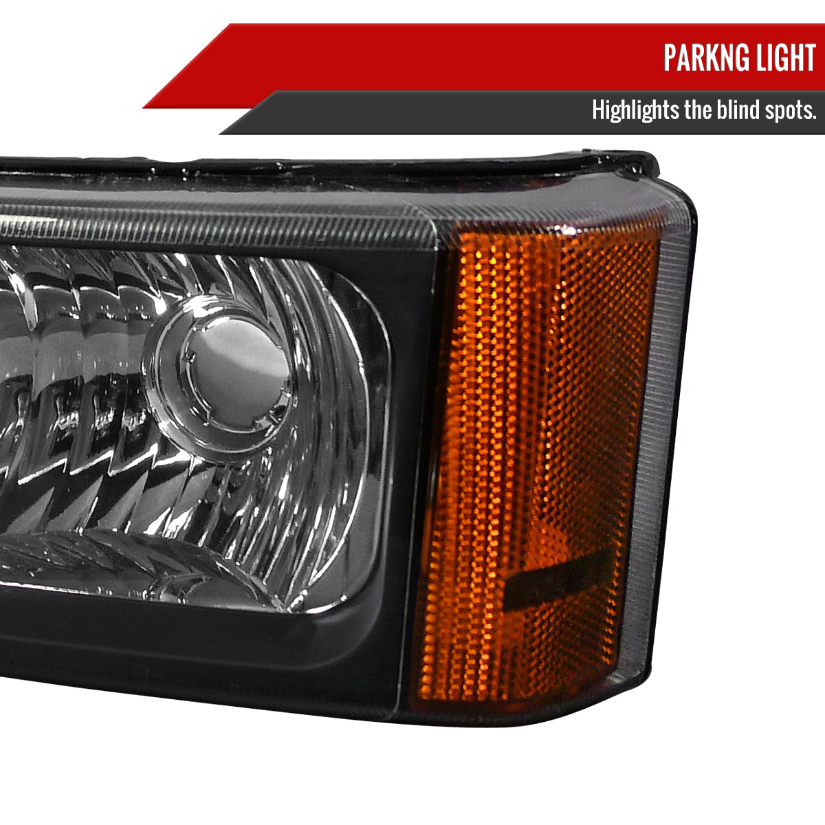 2002-2007 Chevrolet Silverado/Avalanche Bumper Lights (Matte Black Housing/Clear Lens)
