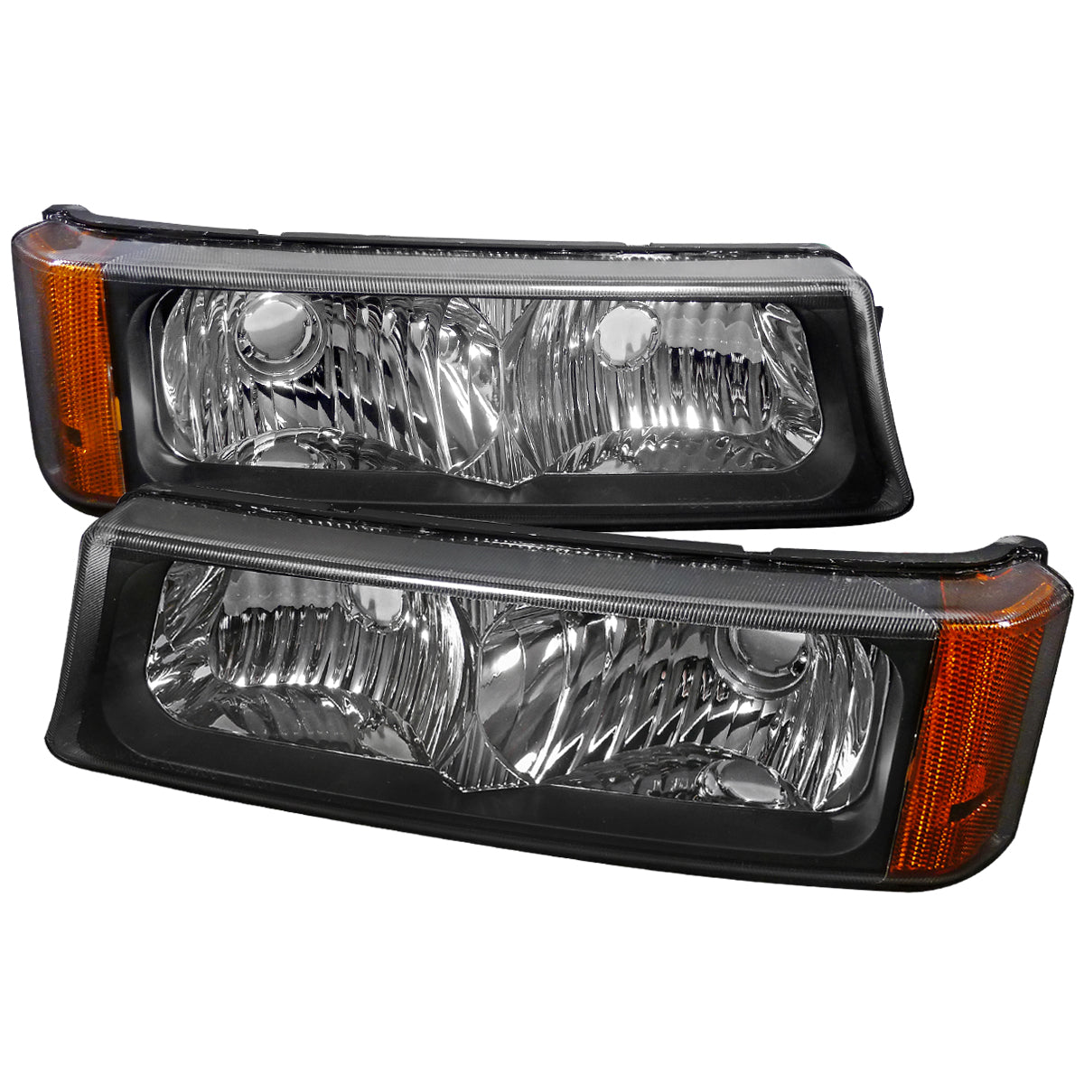 2002-2007 Chevrolet Silverado/Avalanche Bumper Lights (Matte Black Housing/Clear Lens)
