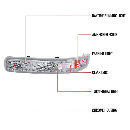 1999-2002 Chevrolet Silverado/ 2000-2006 Tahoe Suburban Bumper Lights (Chrome Housing/Clear Lens)