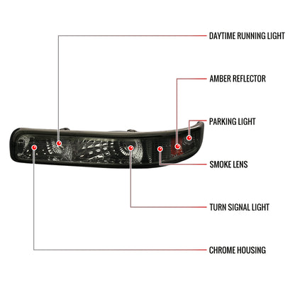 1999-2002 Chevrolet Silverado/ 2000-2006 Tahoe Suburgan Bumper Lights (Chrome Housing/Smoked Lens)