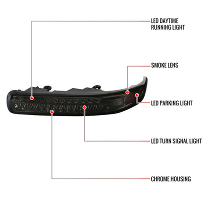 1999-2002 Chevrolet Silverado/ 2000-2006 Tahoe Suburban LED Bumper Lights (Chrome Housing/Smoked Lens)