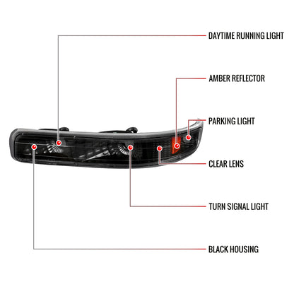 1999-2002 Chevrolet Silverado/ 2000-2006 Tahoe Suburban Bumper Lights (Matte Black Housing/Clear Lens)