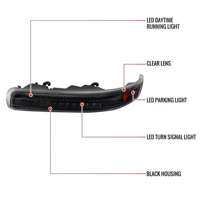 1999-2002 Chevrolet Silverado/ 2000-2006 Tahoe Suburban LED Bumper Lights (Matte Black Housing/Clear Lens)