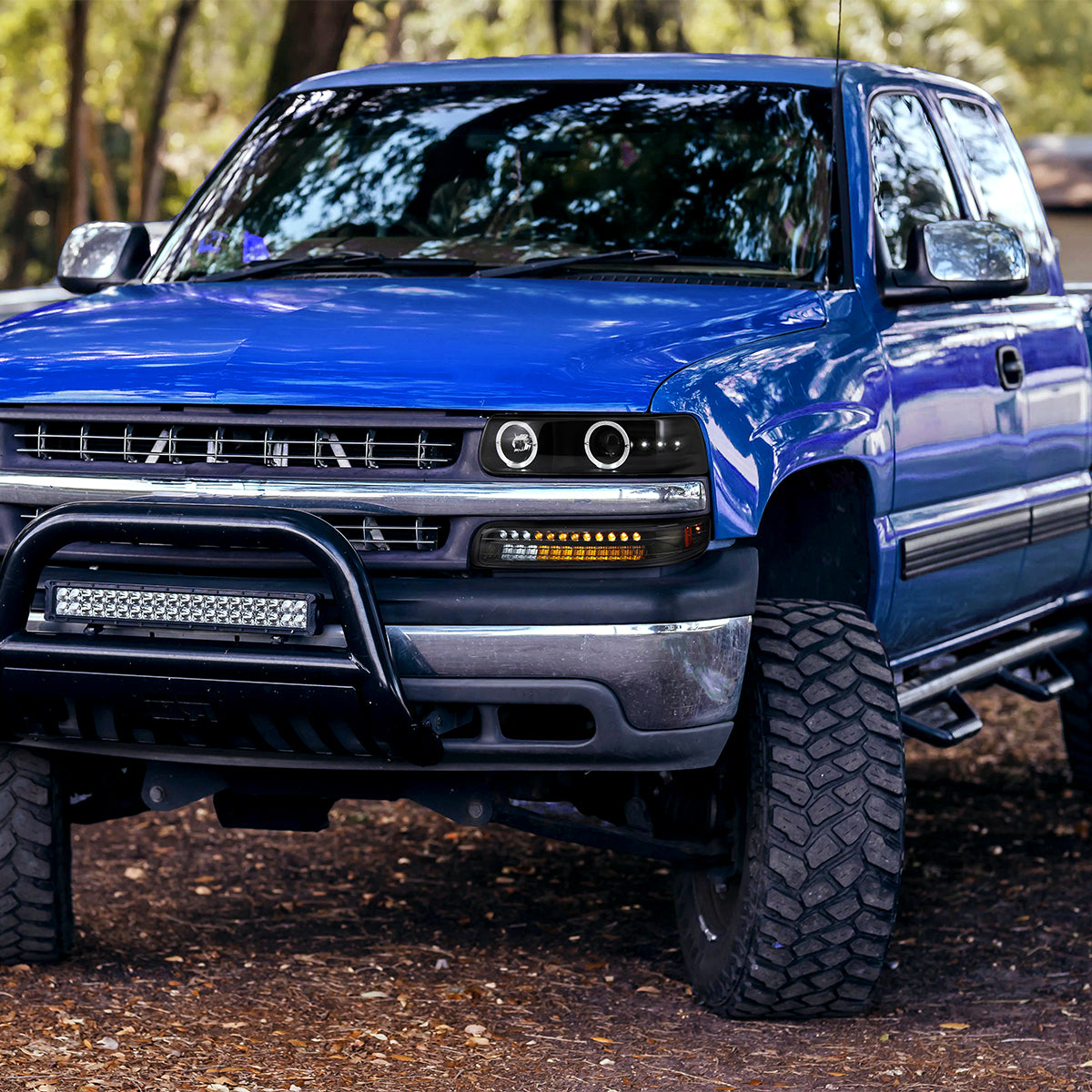 1999-2002 Chevrolet Silverado/ 2000-2006 Tahoe Suburban LED Bumper Lights (Matte Black Housing/Clear Lens)
