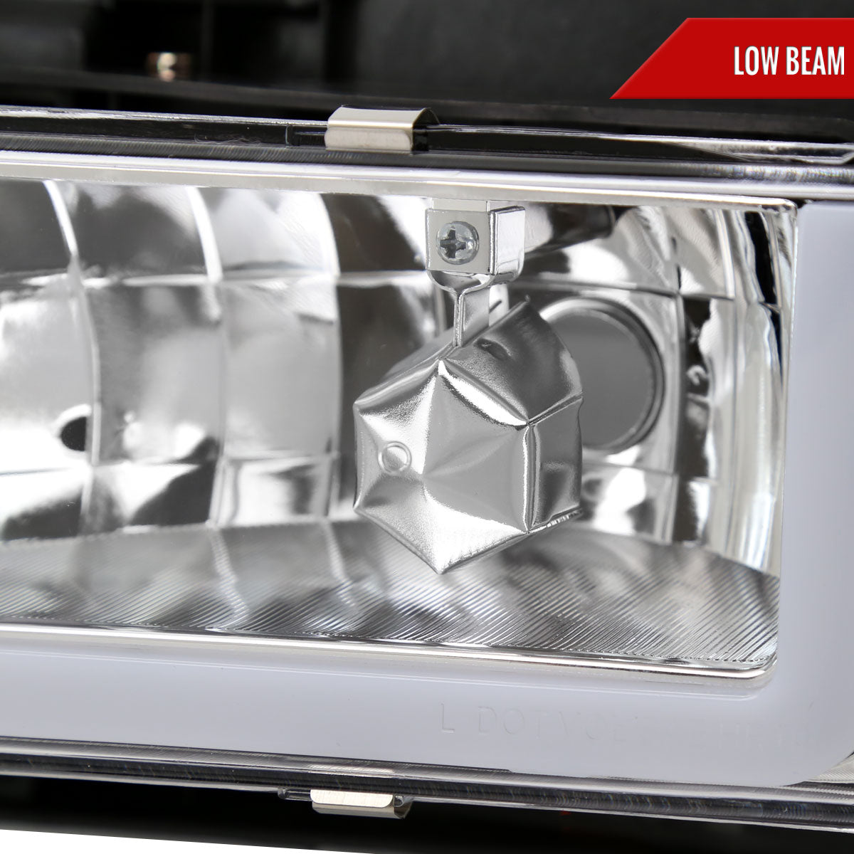 1988-1993 Chevrolet/GMC C10 C/K Sierra Tahoe LED Tube Factory Style Headlights with Bumper & Corner Lights (Chrome Housing/Clear Lens)