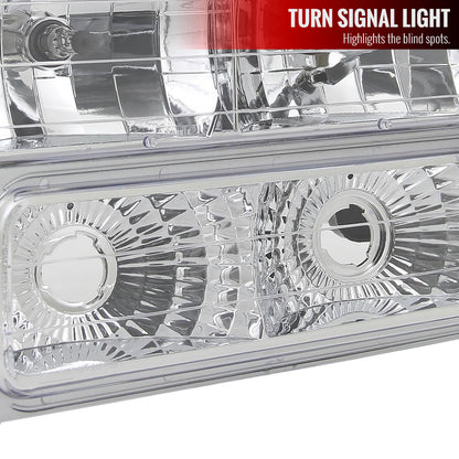 1994-1998 Chevrolet Silverado/Tahoe/Suburban/C10 Factory Style Headlights w/ Bumper & Corner Lights (Chrome Housing/Clear Lens)