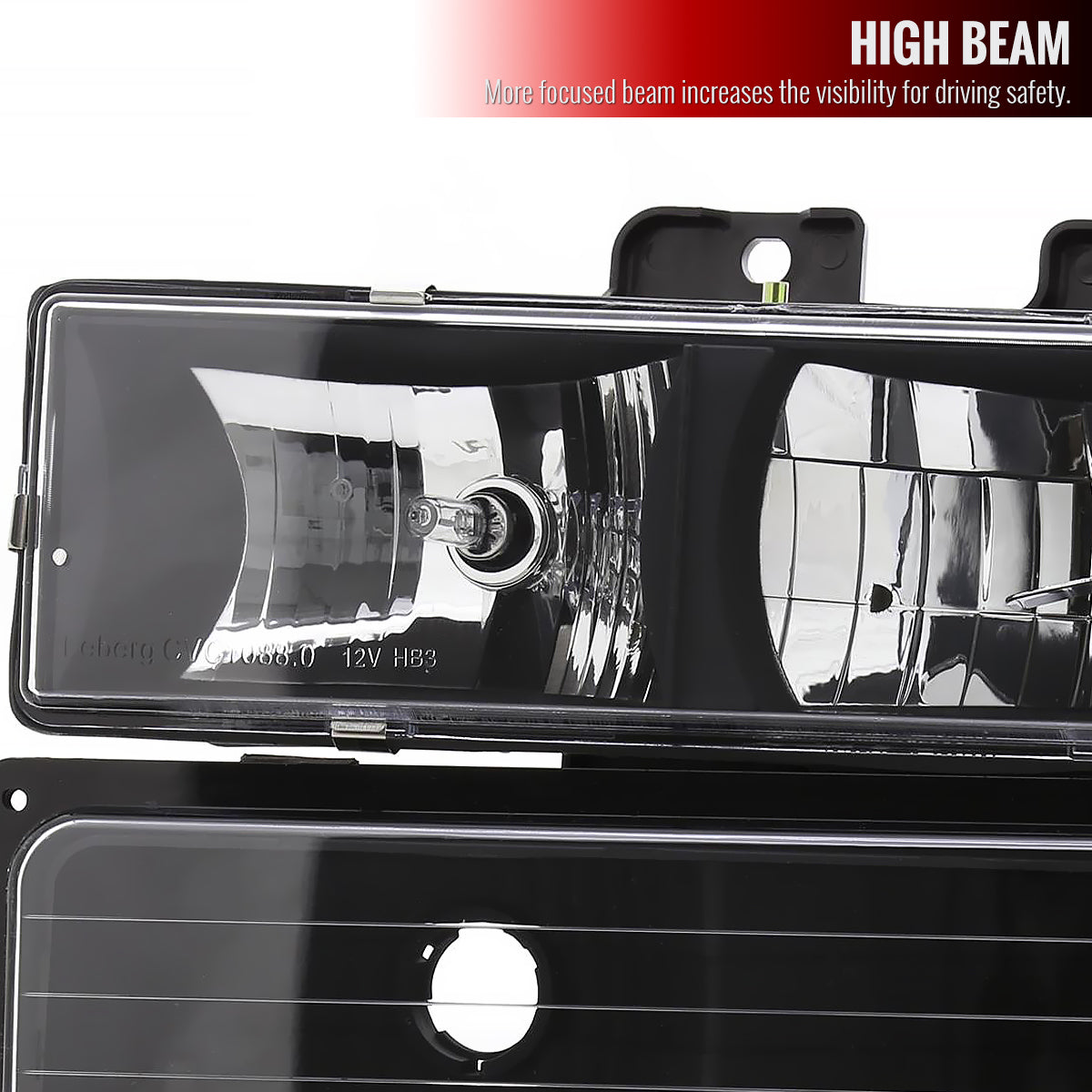 1994-1998 Chevrolet Silverado/Tahoe/Suburban/C10 Factory Style Headlights w/ Bumper & Corner Lights (Matte Black Housing/Clear Lens)